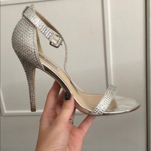 Silver jeweled heels